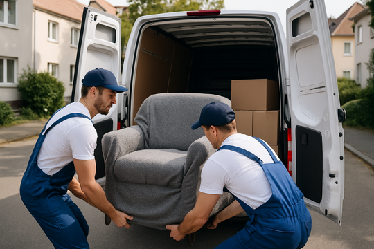 Möbeltransport Münster – Möbel werden sorgfältig in einen Transporter verladen